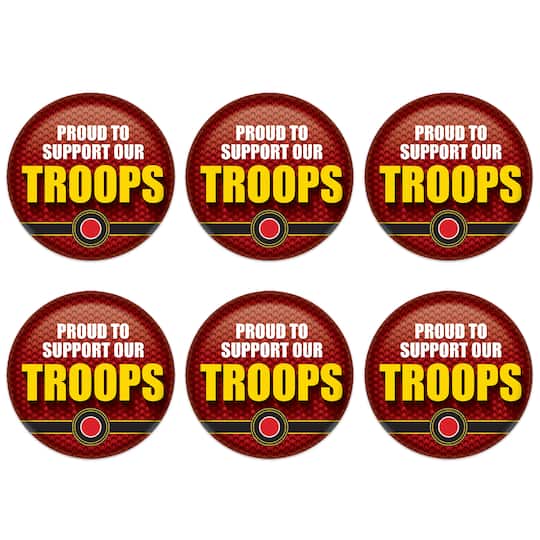 Beistle 2" Red & Yellow Proud To Support Our Troops Buttons, 6ct.